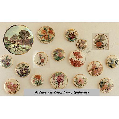 PARTIAL CARD OF MOSTLY DIVISION 3 SATSUMA BUTTONS