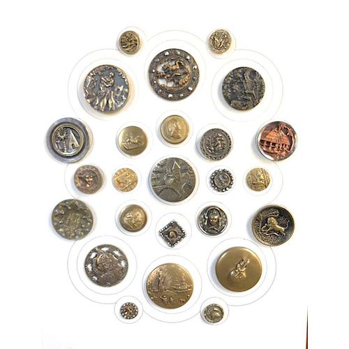 1 CARD OF METAL PICTURE BUTTONS