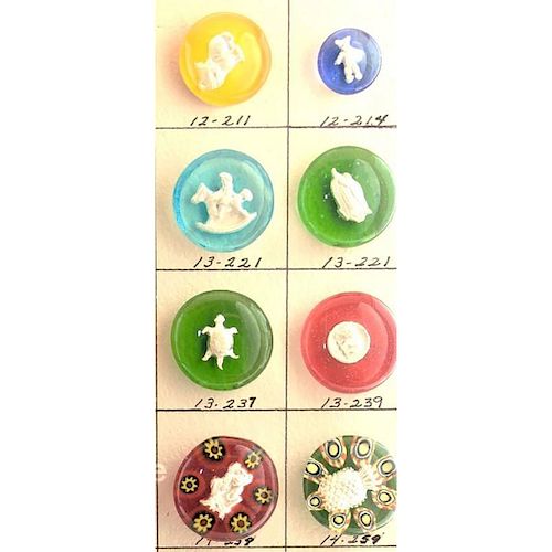 PARTIAL CARD OF S/M SULPHIDE PAPERWEIGHT BUTTONS
