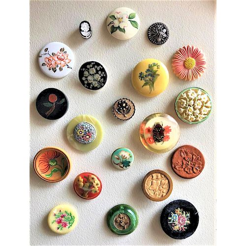 CARD OF ASSORTED MATERIAL & ASSORTED PLANT LIFE BUTTONS