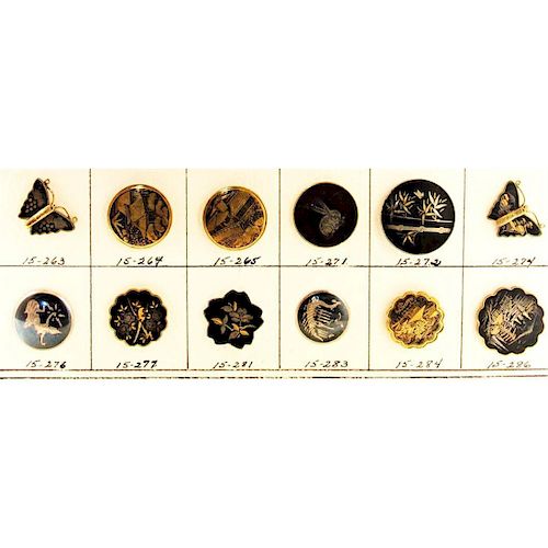 PARTIAL CARD OF JAPANESE DAMASCENE BUTTONS
