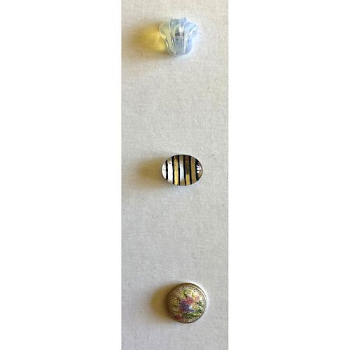 3 SCARCE CLEAR AND COLORED GLASS BUTTON