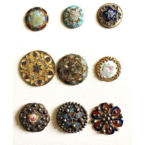 SMALL CARD OF ASSORTED ENAMEL BUTTONS