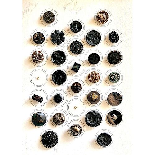 CARD OF M/L DIVISION 1 ASSORTED BLACK GLASS BUTTONS