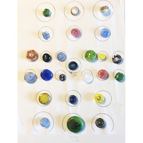 8 CARDS OF MOSTLY MODERN GLASS BUTTONS