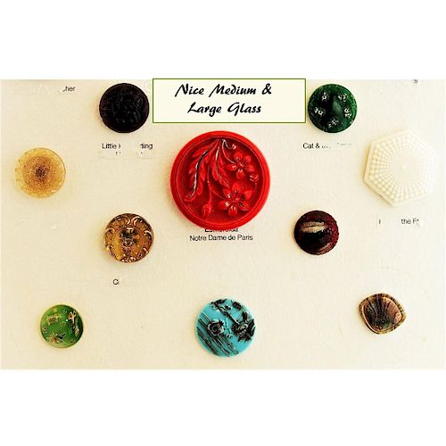 PARTIAL CARD OF DIVISION 1 AND 3 C & C GLASS BUTTONS