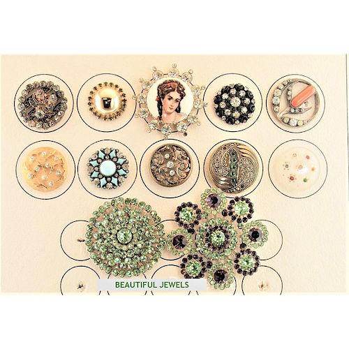 SMALL CARD OF JEWELED BUTTONS