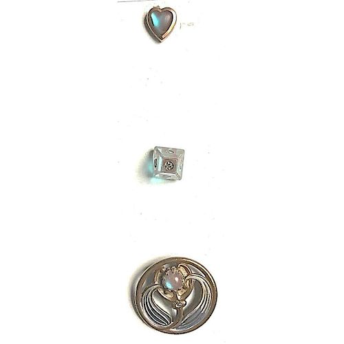 3 SMALL/MEDIUM GLASS BUTTONS KNOWN AS SAPHIRET GLASS