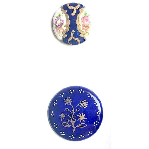 2 18TH CENTURY ENAMEL & COUNTER ENAMELED BUTTONS