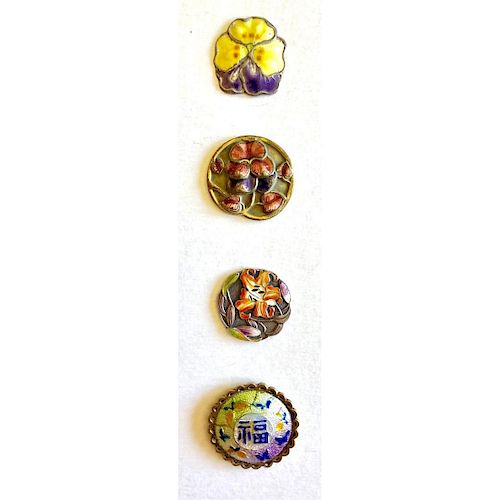 SMALL CARD OF ASSORTED ENAMEL BUTTONS INCL. GIN BARI