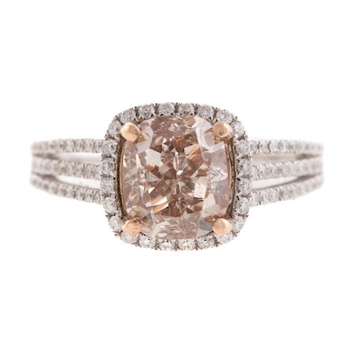 A Ladies Pinkish Brownish Diamond Ring in 14K