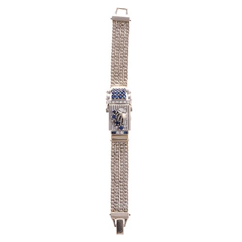 A Lucien Picard Covered Watch & Sapphires in 14K