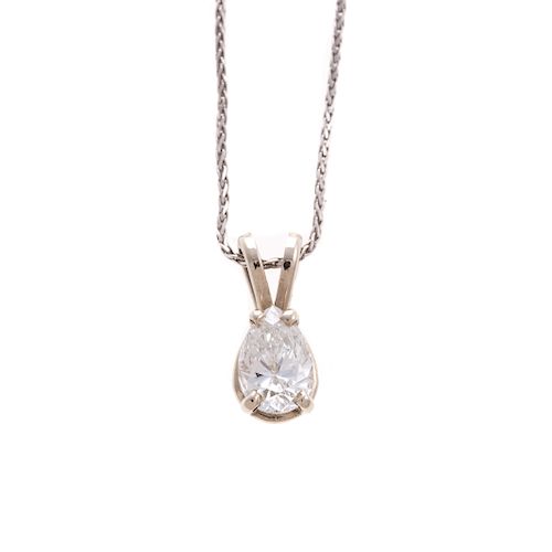 A Ladies Pear Shaped Diamond Pendant in 14K Gold
