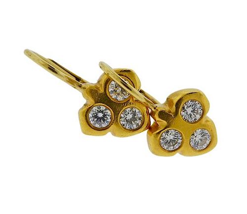 Linda Lee Johnson 18k Gold Diamond Earrings 