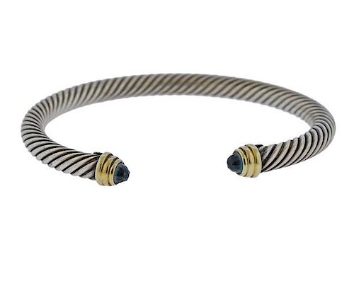 David Yurman 14k Gold Silver Topaz Cable Bracelet 