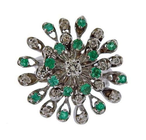 18K Gold Diamond Emerald Cocktail Ring