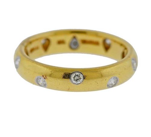 Tiffany &amp; Co Etoile 18k Gold Platinum Diamond Wedding Band Ring 