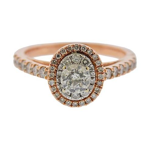 14k Gold Diamond Halo Engagement Ring 