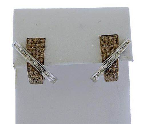 18K Gold Fancy Diamond X Earrings