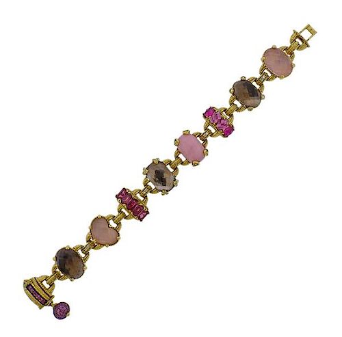 Judith Ripka Ambrosia Gemstone Diamond 18k Gold Bracelet