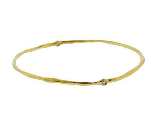 Ippolita 18k Gold Diamond Bangle Bracelet 
