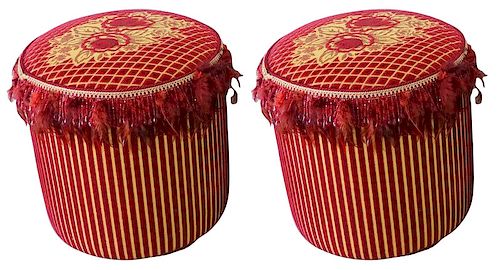 Pair of French Fabric Stools