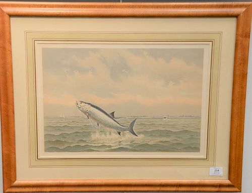 Pair of Frederic S Cozzens (1846 - 1928), fishing colored lithographs, signed in lithograph Fred S. Cozzens, sight size: 13" x 19". Provenance: Proper