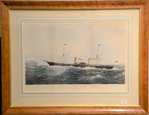 After Samuel Walters (1811 - 1882), hand colored lithograph, "Royal Mail Steam Ship Scotia" by Charles Parsons, published by Currier and Ives, sight s