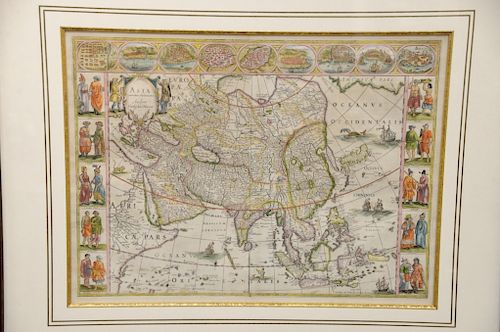 Willem Janszoon Blaeu (1571 - 1638), engraved hand colored map, Asia noviter delineata....Amsterdam 1638, sight size: 17" x 22 1/2".