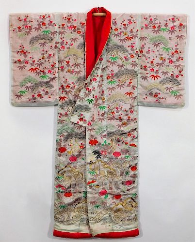 Japanese Edo Vibrant Landscape Uchikake Kimono