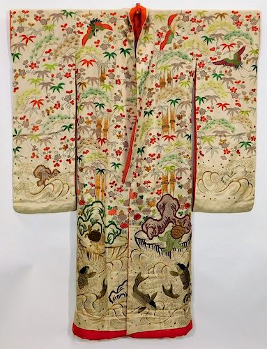 Edo Period Yuzen Hand Painted Uchikake Kimono