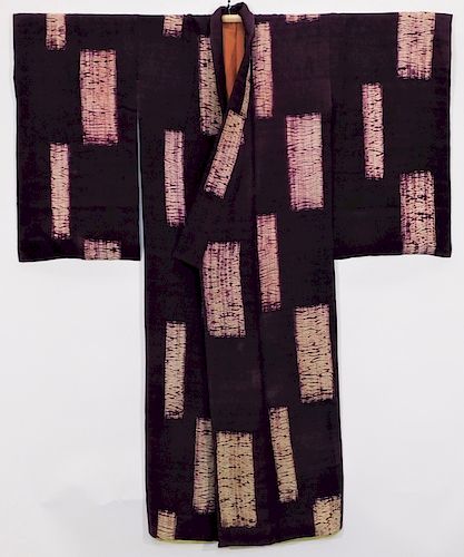Japanese Edo Period Purple Tie Dyed Kimono