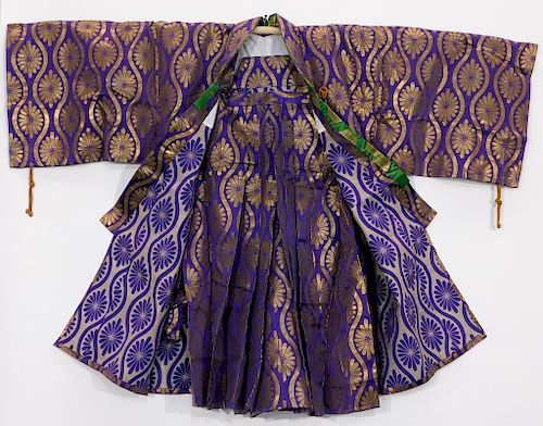 Meiji Period Purple and Gold Haori and Hakama Set