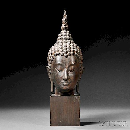 Bronze Sukhothai-style Buddha Head