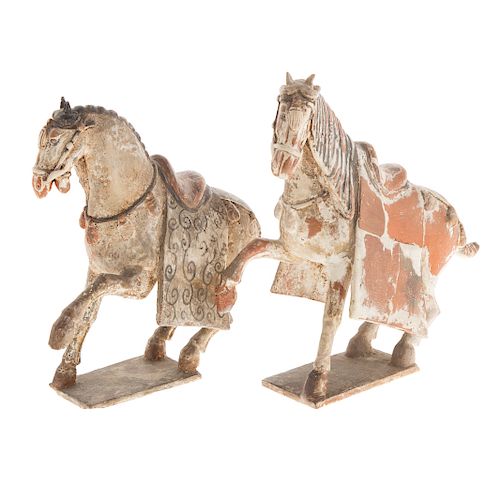 Pair Of Tang Style Terracotta Horses