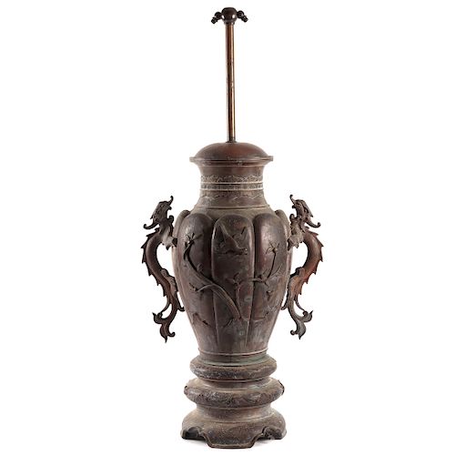 Japanese Bronze Vase Lamp