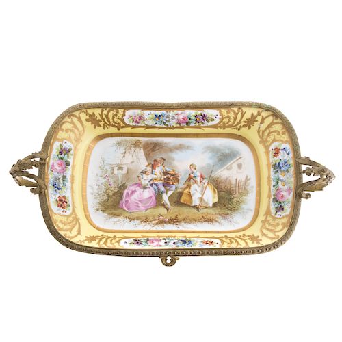 Sevres Style Porcelain Mounted Dish