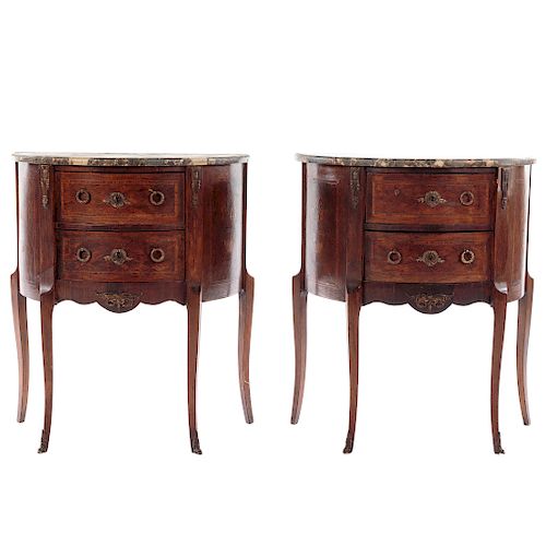 Pair of Louis XV Style Demilune Tables a Nuit