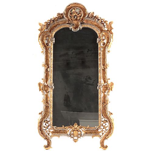 Maitland Smith Rococo Style Parcel Gilt Mirror