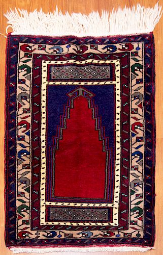 Turkish Konya Prayer Rug, 2.10 x 3.9