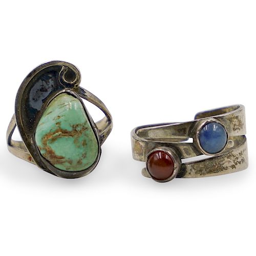 (2 Pc) Sterling and Semi Precious Stone Rings