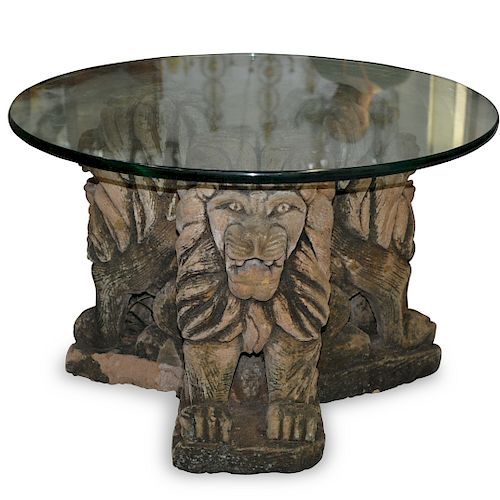 Afghan Ceramic Lion Table Base 
