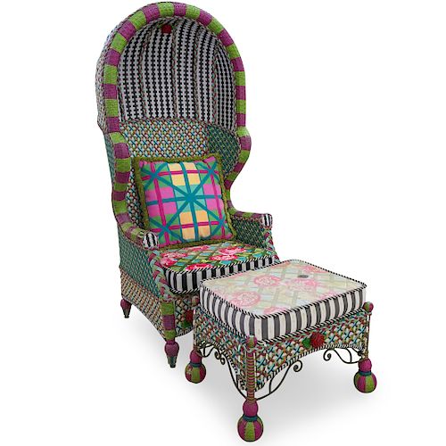 (2 Pc) MacKenzie Childs Greenhouse Bonnet Chair
