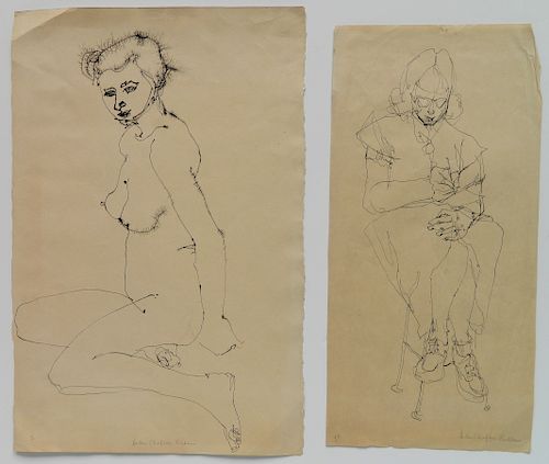 Helen C. Biehle pen and inks