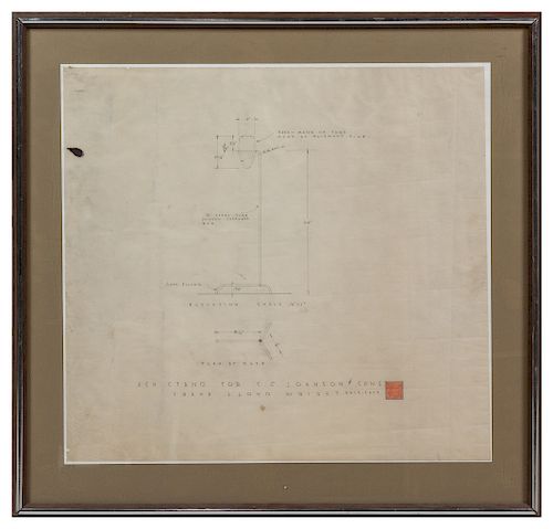 [ARCHITECTURE]. WRIGHT, Frank Lloyd (1867-1959). A group of 12 architectural drawings, renderings, and blueprints relating to the S. C. Johnson and So