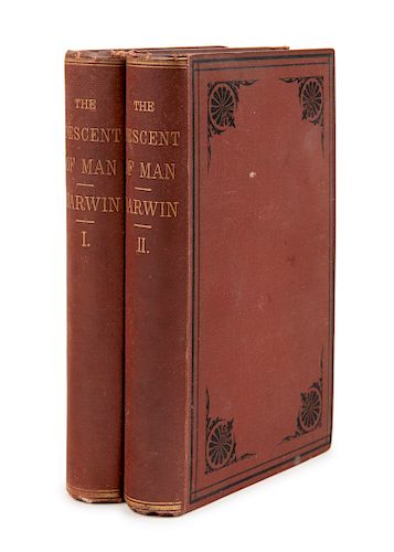 DARWIN, Charles (1809-1882). The Descent of Man and Selection in Relation to Sex. New York: D. Appleton and Company, 1871. FIRST AMERICAN EDITION.