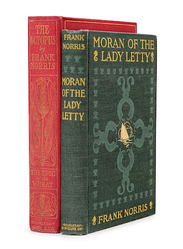 NORRIS, Frank (1870-1902). Three works, comprising:  The Octopus. A Story of California. 1901. -- Moran of the Lady Letty. 1898. -- A QUARTER PAGE FRO