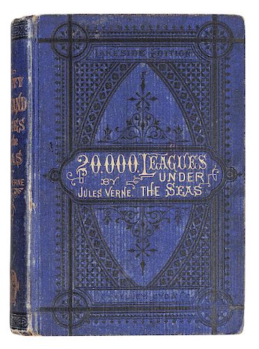 VERNE, Jules (1828-1905). Twenty Thousand Leagues Under the Sea. "” [The Tour of the World in Eighty Days]. Chicago: Donnelley, Loyd & Co., 1876. Firs