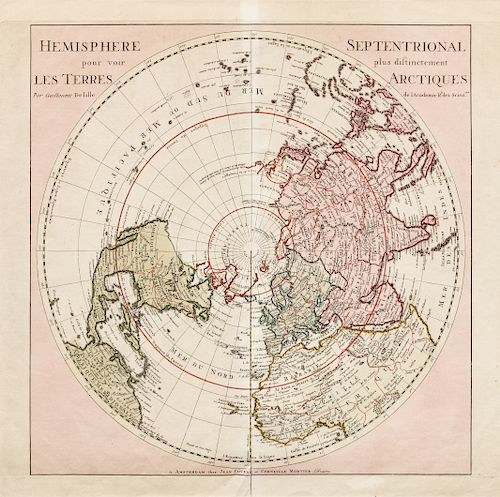 DELISLE, Guillaume (1675-1726). Hemisphere Septentrional pour voir plus Distinctement les Terres Arctiques. [Paris:] Covens and Mortier, ca 1730. 