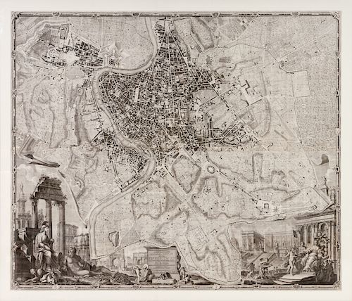 NOLLI, Giovanni Battista (c.1692-1756). [Nuova Pianta di Roma.] Rome: 1748. Engraved wall map of Rome.